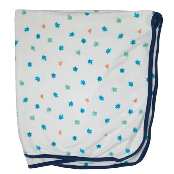 Carter's Child of Mine Monsters Swaddle Receiving White & Blue Blanket 27" X 27" - Picture 1 of 5